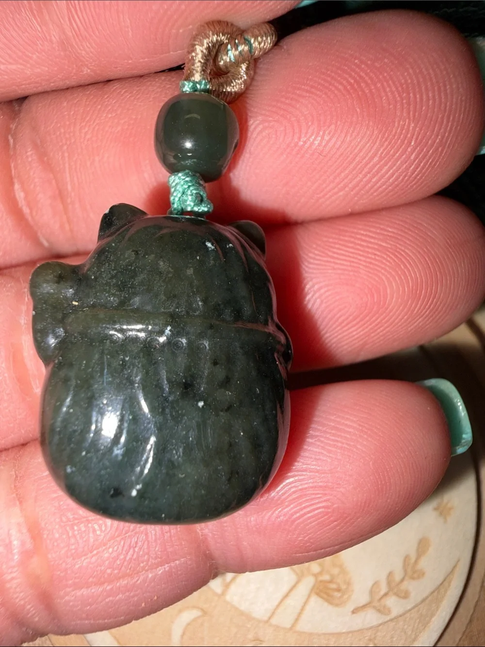 Teal Lucky Cat Charm  keychain - Unbranded